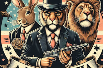 design high quality vintage animal mafia mascot logo  with t shirt design