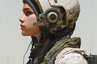 do a sci fi character and sci fi art