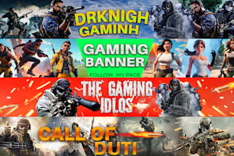 design youtube gaming banner twitch and twitter banner