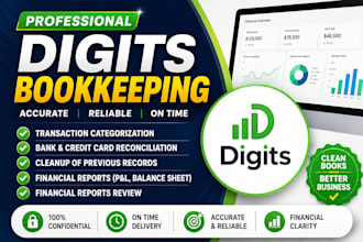 do digits bookkeeping, reconcile accounts, categorize transactions, and