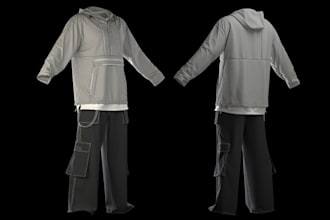 do 3d clothing mockups of tshirt hoodie fashion apparel clothing clo3d model