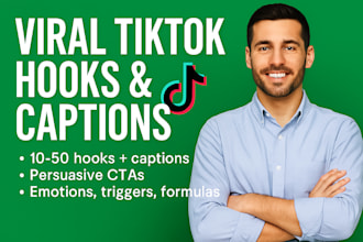 write tiktok hooks and captions for your brand or niche