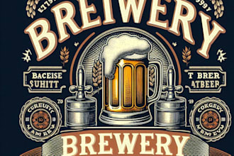 design vintage brewery pub beer logo  with t shirt design