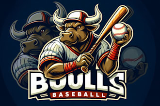design unique bull baseball t shirt logo with custom concept