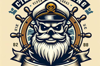 design high quality vintage nautical logo with t shirt design