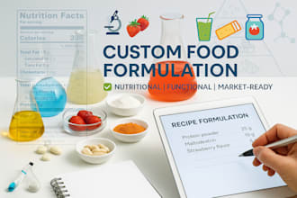 develop food, supplements, nutrition, recipe, energy drink and protein bar