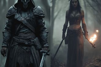 make scary horror creature and fantasy character concept art