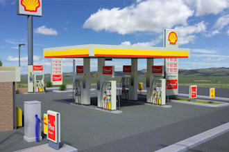 craft 3d gas station,petrol station, filling, charging station,car wash,car park