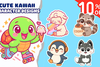 make cute kawaii doodles art, stickers and chibi cartoon characters