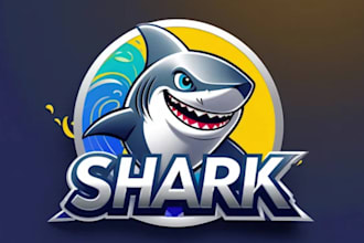 unique summer with shark logo with source file in 24 hour