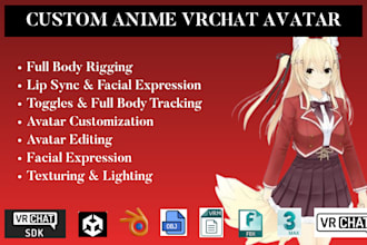 create custom  3d anime vrchat avatar, vrc, vrc avatar, model vrchat avatar