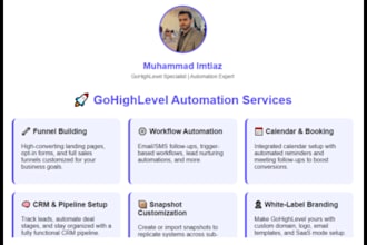 setup your gohighlevel CRM, funnel, and automation