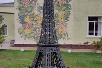 make project of the eiffel tower from sheet metal for laser, height 3250 mm
