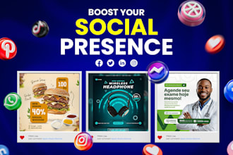 design amazing social media posts graphics for facebook, instagram
