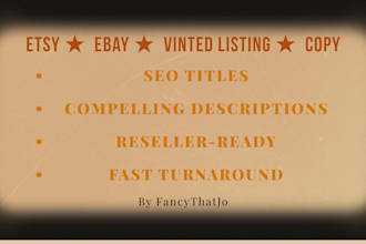 write product listings for etsy ebay and vinted that sell fast