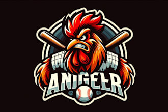 craft iconic and trendy rooster baseball t shirt logo for fashion