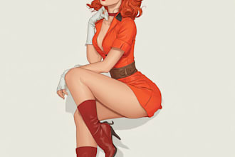 create a pin up girl and pin up girl illustration