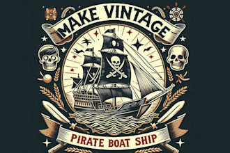 make vintage pirate boat ship logo