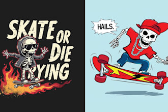 create retro t shirt skeleton skate logo