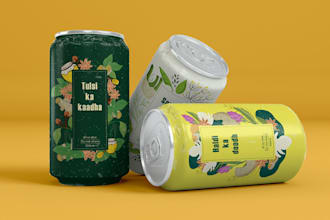 design can, bottle packaging, drink packaging with 3d mockup