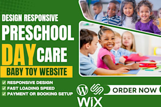 create daycare, childcare, kindergarten, preschool, home care, baby toy website