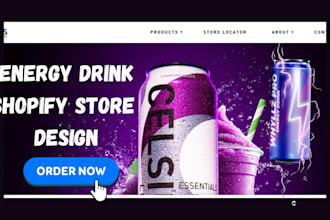 build soft drink shopify store energy drink label design website beverages store