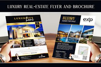 design a luxury real estate property bifold or trifold brochure, flyer
