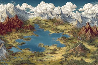 design a travel and event map, city illustration