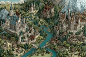 design a travel and event map, city illustration