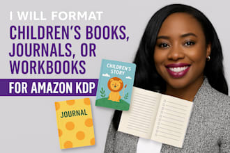 format children book, journals or workbook for amazon kdp