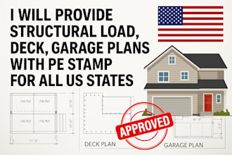 provide structural load, deck, and garage plans with pe stamp for all US states