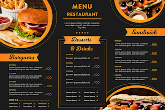 design menu board, food menu, restaurant menu, tv screen menu, digital design