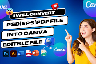 convert pdf to microsoft word,excel or canva in 12hrs