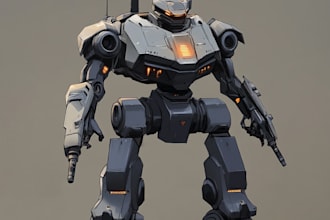 draw mecha gundam and humanoid character concept for you