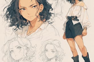 draw anime character reference sheet for oc or concept art