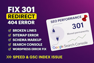 fix 301 redirect 404 error broken links with xml site map or any canonical issue