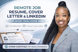 write remote job resume, cover letter, and linkedin for work from home jobs