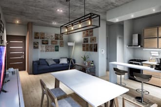 renew modern minimalist interior,open plan living,art decor, isometric rendering