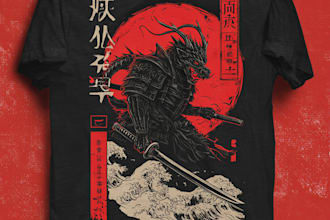 draw custom japanese t shirt illustration