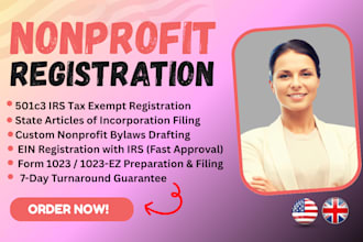 register US nonprofit 501c3 startups, article of incorporation bylaws and ein
