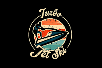 design retro hand drawn marine boat jet ski logo