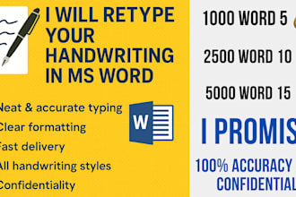 retype handwriting notes in ms word