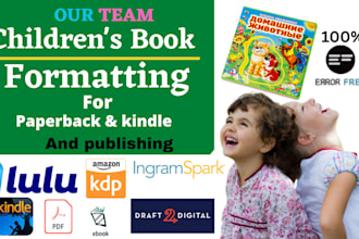 do children book formatting, print, ebook design, or publish