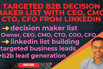 build targeted b2b decision maker list with CEO, cmo, cto, cfo from linkedin