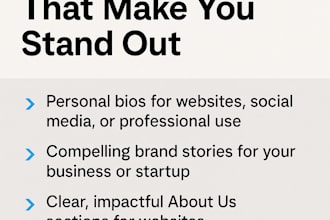 write a professional bio, brand story, or about us section