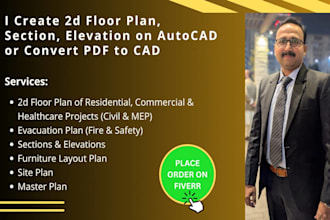 create 2d floor plan, section, elevation on autocad or convert pdf to cad