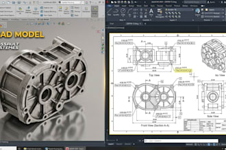 create 3d cad and 2d cad drawings or technical drafts in autocad or solidworks