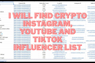 find crypto instagram, youtube and tiktok influencer list