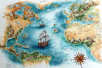 watercolor map illustration just for you