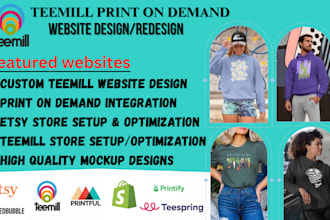 design shopify teemill etsy print on demand website tshirt design product SEO
